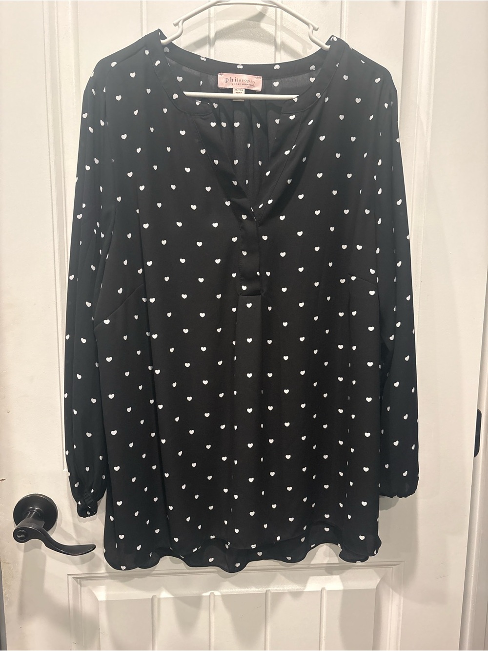 philosophy Black Heart-Print Long Sleeve blouse 2x